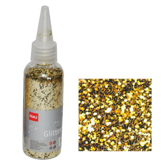 Glitter νιφάδες 1/24' σε μπουκάλι χρυσό 30γρ.