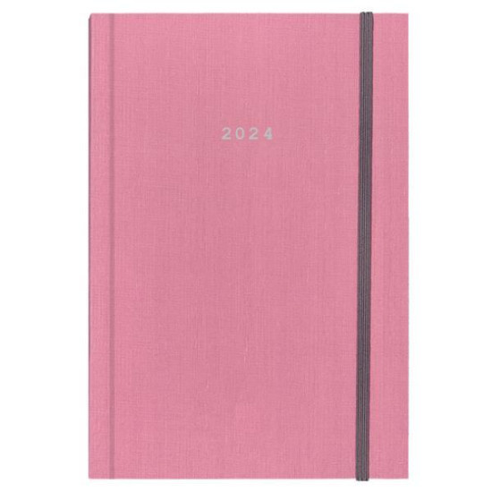 Next ημερολόγιο 2024 fabric ημερήσιο δετό ροζ με λάστιχο 14x21εκ.