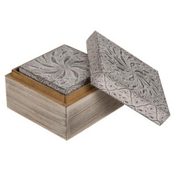 Κουτιά ξύλινα διακοσμητικά σετ 2 τεμαχίων Υ6x10x10εκ. - Υ4x7,5x7,5εκ.