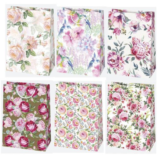 Χάρτινη τσάντα "Floral mix" Υ32x23x11 εκ. διάφ. σχέδια (T5_OG_147)