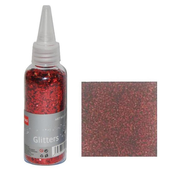 Glitter σκόνη 1/64' σε μπουκάλι κόκκινο 40γρ.