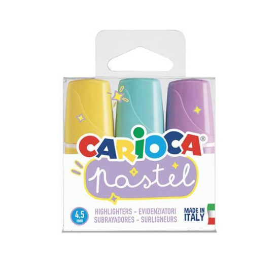 Carioca μαρκαδόροι υπογράμμισης mini σε παστέλ χρώματα 3 τμχ