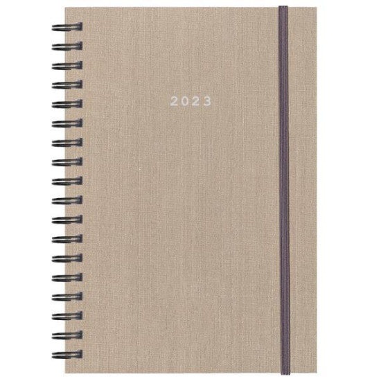 Next ημερολόγιο 2023 fabric plus ημερήσιο σπιράλ μπεζ 12x17εκ.