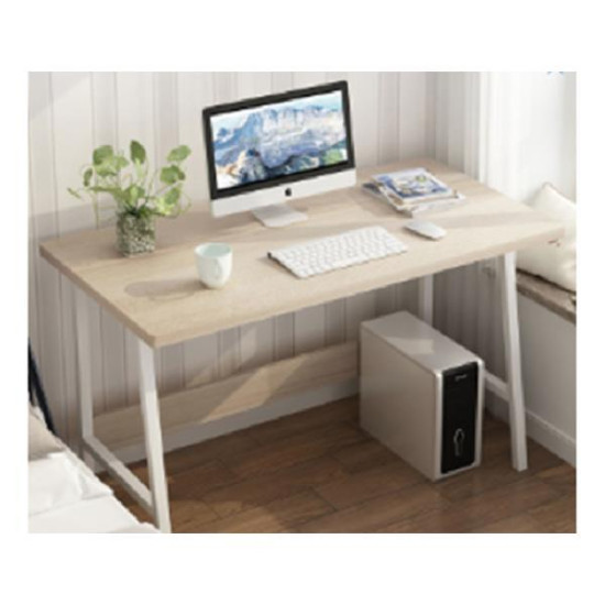 Γραφείο με λευκό μεταλλικό σκελετό και ξύλινη επιφάνεια 120x45xΥ73εκ.