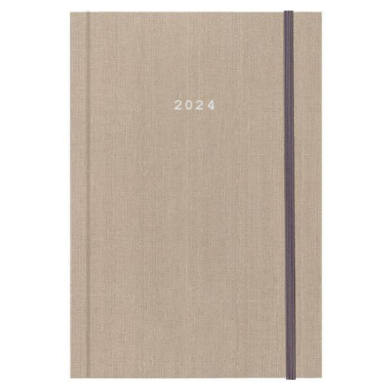 Next ημερολόγιο 2024 fabric ημερήσιο δετό μπεζ με λάστιχο 12x17εκ.