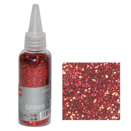Glitter νιφάδες 1/24' σε μπουκάλι κόκκινη 30γρ.