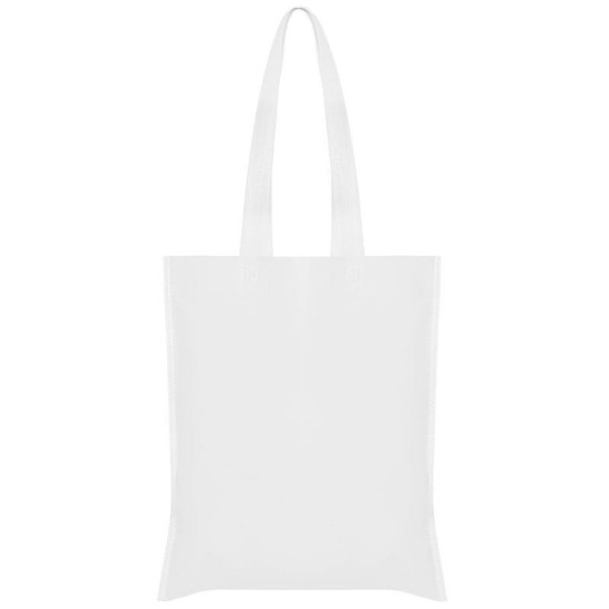 Τσάντα non woven μακρύ χερούλι λευκή Υ40x36εκ.