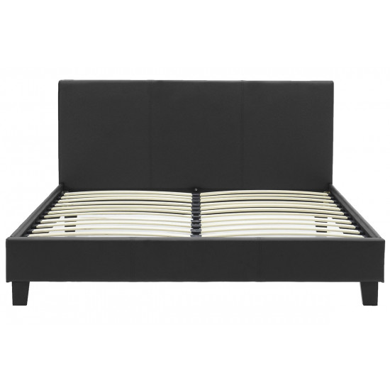 Κρεβάτι Nevil pakoworld διπλό 150x200 PU χρώμα μαύρο ματ