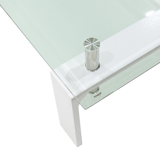 Τραπέζι σαλονιού Maiha pakoworld γυαλί χρώμα ποδιών λευκό 100x60x42,5εκ