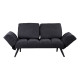 Καναπές - κρεβάτι 3θέσιος Jackie pakoworld ύφασμα ανθρακί-μέταλλο μαύρο 190x78x75εκ