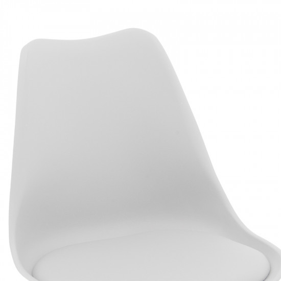 Καρέκλα Gaston pakoworld PP-PU λευκό-πόδι ξύλο λευκό