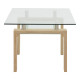 Τραπέζι σαλονιού Vrocho pakoworld φυσικό ξύλο-γυαλί 110x60x45εκ