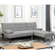 Γωνιακός καναπές-κρεβάτι αναστρέψιμος Brisk pakoworld γκρι ύφασμα 200x146x75εκ