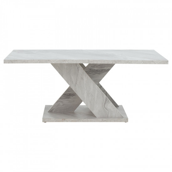 Τραπέζι σαλονιού Solange pakoworld χρώμα λευκό μαρμάρου 110x55x47.5εκ