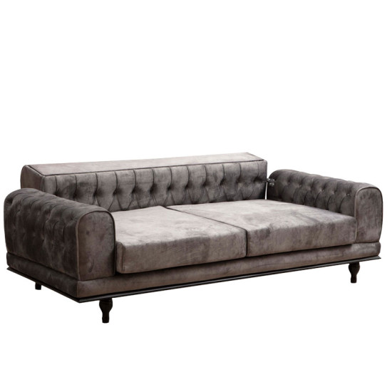 Καναπές-κρεβάτι PWF-0567 pakoworld 3θέσιος ύφασμα ανθρακί 220x95x80εκ