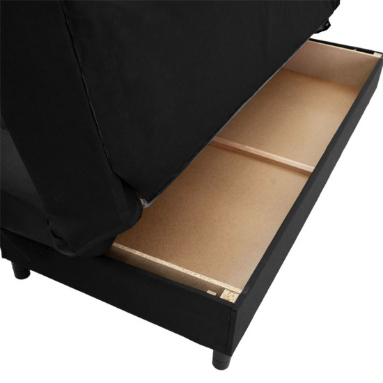 Kαναπές-κρεβάτι Tiko pakoworld 3θέσιος αποθηκευτικός χώρος ύφασμα μαύρο 200x85x90εκ