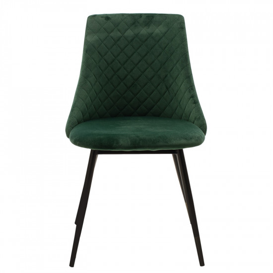 Καρέκλα Giselle pakoworld βελούδο σκούρο πράσινο-μαύρο πόδι