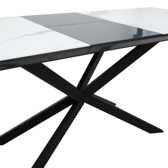 Τραπέζι επεκτεινόμενο Palan pakoworld MDF όψη μαρμάρου γκρι-μαύρο 160-200x80x77εκ