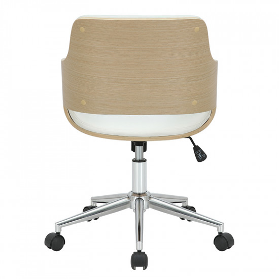 Καρέκλα γραφείου εργασίας Fern pakoworld PU λευκό ξύλο φυσικό