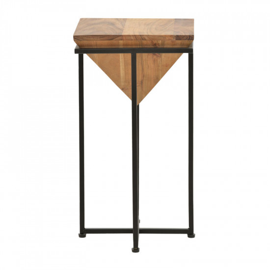 Βοηθητικό τραπέζι σαλονιού Miles pakoworld μασίφ ξύλο ακακίας φυσικό-μαύρο 29x29x54εκ