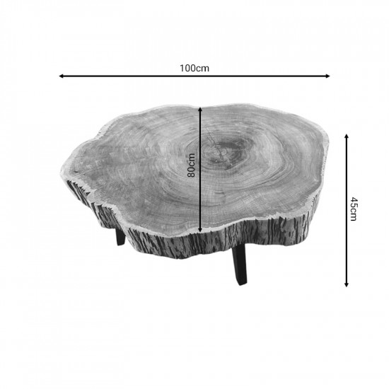 Τραπέζι σαλονιού Serhio pakoworld  φυσικό μασίφ ξύλο ακακίας 100x80x45εκ