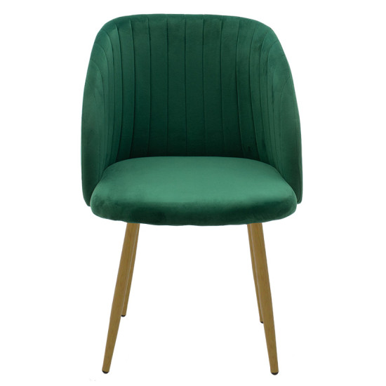Πολυθρόνα Oasis pakoworld βελούδο σκούρο πράσινο-φυσικό πόδι