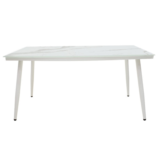 Τραπέζι Zeren pakoworld μέταλλο λευκό-γυαλί 160x90x78εκ