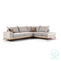 Γωνιακός καναπές αριστερή γωνία Luxury II pakoworld ύφασμα cream-mocha 290x235x95εκ