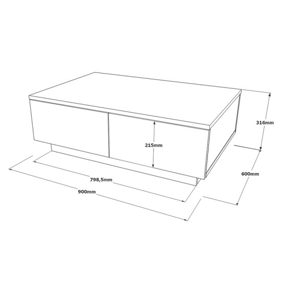 Τραπέζι σαλονιού Thunder pakoworld ανθρακί antique-γκρι antique 90x60x31.5εκ