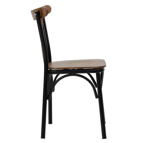 Καρέκλα Alora pakoworld ξύλο καρυδί-μαύρο πόδι