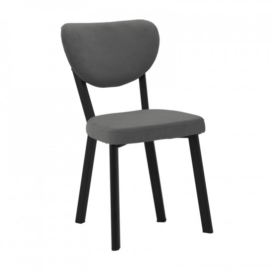 Καρέκλα Joley pakoworld ανθρακί βελούδο-πόδι μαύρο μέταλλο 45x39x86.5εκ