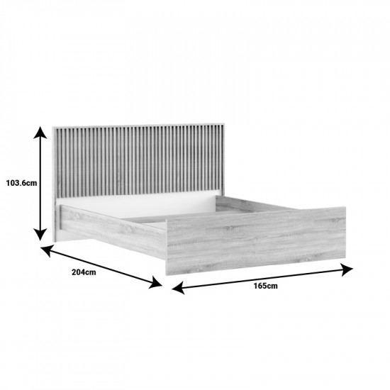 Κρεβάτι διπλό Bruse pakoworld oak-λευκό μελαμίνης 160x200εκ