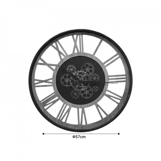 Ρολόι τοίχου Paul pakoworld μαύρο-φυσικό μέταλλο-mdf Φ57x6εκ