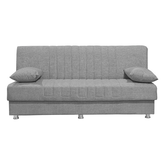Kαναπές κρεβάτι Romina pakoworld 3θέσιος ύφασμα γκρι 180x75x80εκ