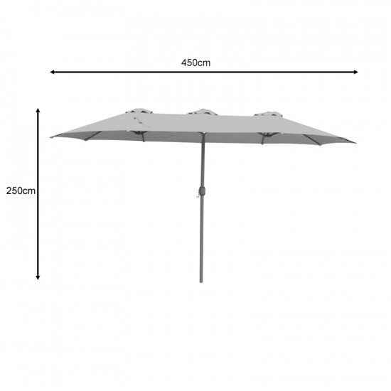 Ομπρέλα επαγγελματική Dorizo pakoworld αλουμίνιο-καφέ ύφασμα 2.6x4.5x2.5m