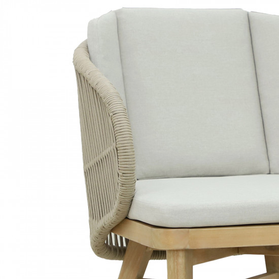 Καρέκλα Farem pakoworld μασίφ ξύλο ευυκαλύπτου-μπεζ ύφασμα 53x60x80εκ