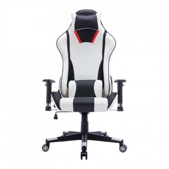 Καρέκλα γραφείου gaming Mazol pakoworld pu μαύρο-λευκό 66x56x135εκ