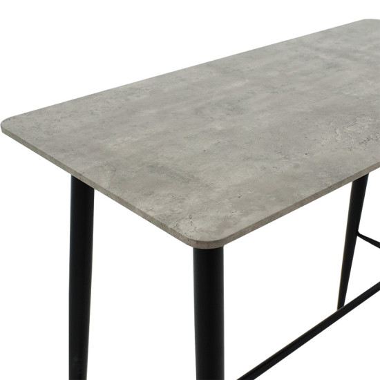 Tραπέζι μπαρ Harriet pakoworld MDF cement-μαύρο 120x60x105εκ