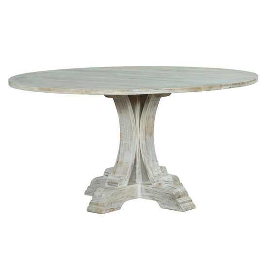 Τραπέζι Promise pakoworld μασίφ ξύλο mango λευκό antique Φ150x77εκ