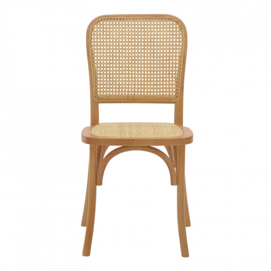Καρέκλα Kalliope pakoworld φυσικό ξύλο οξιάς-φυσικό rattan 45x50x89εκ