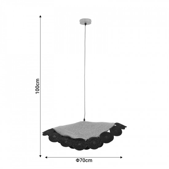 Φωτιστικό οροφής Kono Inart φυσικό-μαύρο Φ70x100εκ