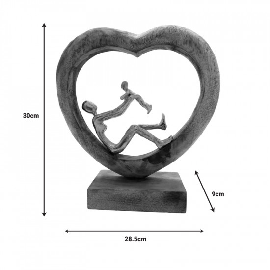 Επιτραπέζιο διακοσμητικό καρδιά Loisir Inart φυσικό μάνγκο ξύλο-αλουμίνιο 28.5x9x30εκ