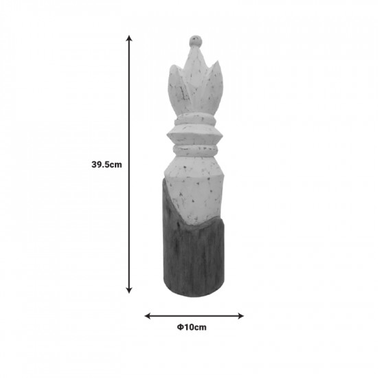 Διακοσμητικό πιόνι σκακιού Kras Inart φυσικό-λευκό μάνγκο ξύλο 10x10x39.5εκ