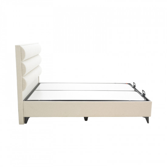 Κρεβάτι μονό Luxe pakoworld με αποθηκευτικό χώρο κρεμ ύφασμα 120x200εκ