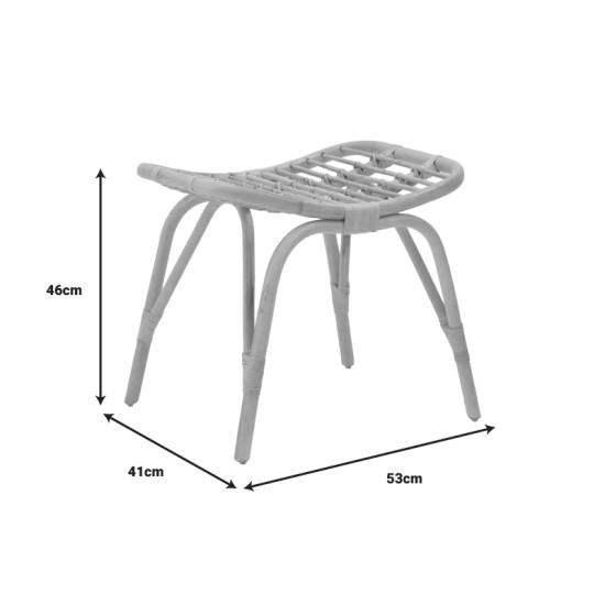 Σκαμπό Vrebor pakoworld rattan σε φυσική απόχρωση 53x41x46εκ