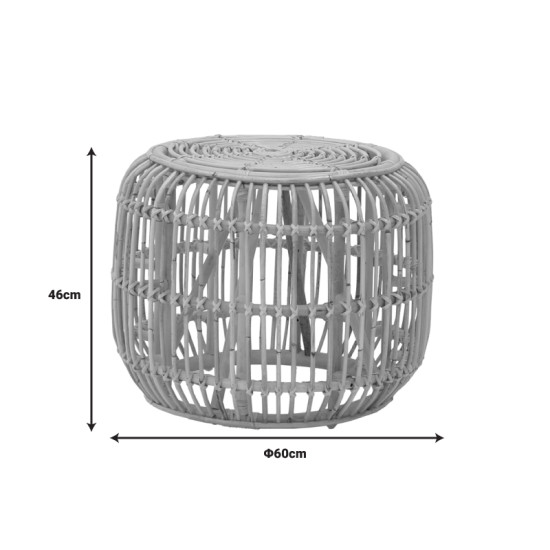 Σκαμπό Rajesty pakoworld rattan σε φυσική απόχρωση Φ60x46εκ