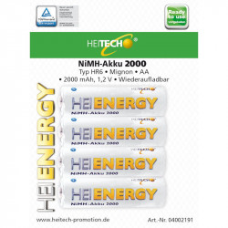 Heitech 04002191 Επαναφορτιζόμενες μπαταρίες Ni-Mh 4 τμχ HR6 MIGNON AA 2000 mAh 1.2 V