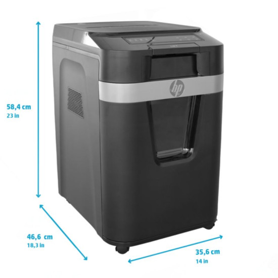 HP Pro Shredder Auto 200CC – 2820 Μαύρος καταστροφέας εγγράφων με συνδετήρες και καρτών Cross Cut P4 – 10 Manual/200 Auto x A4 – 32.2L