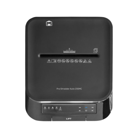 HP Pro Shredder Auto 200MC – 2821 Μαύρος καταστροφέας εγγράφων με συνδετήρες και καρτών Micro Cut P5 – 10 Manual/200 Auto x A4 – 32.2L