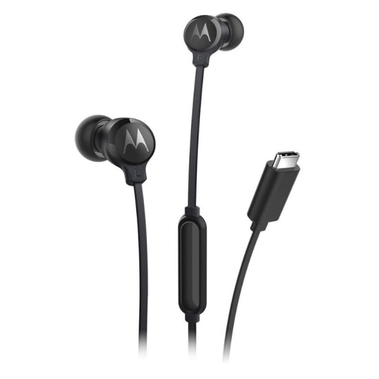 Motorola Earbuds 3C-S Mαύρα In ear ακουστικά ψείρες USB-C handsfree με καλώδιο 1.2μ.